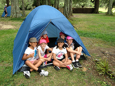 Tent pitching at camp